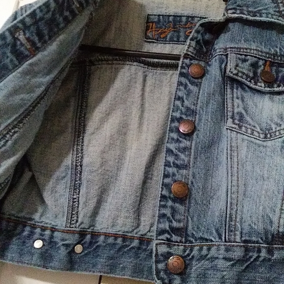 Adjustable Cropped Denim Jacket Jean Coats Size M - Picture 7 of 14